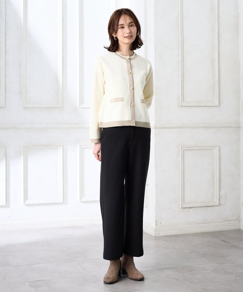 A/C DESIGN BY ALPHA CUBIC（エーシーデザインバイアルファキュービック）の「バイカラーニットカーディガン【洗える】（カーディガン/ボレロ・レディース・ネイビー/オフホワイト・M/L）」の5枚目の写真