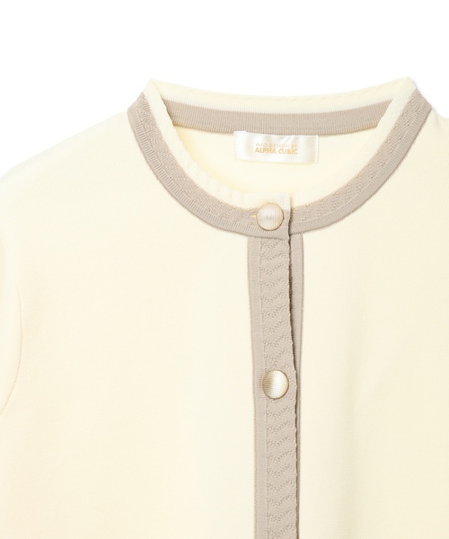 A/C DESIGN BY ALPHA CUBIC（エーシーデザインバイアルファキュービック）の「バイカラーニットカーディガン【洗える】（カーディガン/ボレロ・レディース・ネイビー/オフホワイト・M/L）」の11枚目の写真