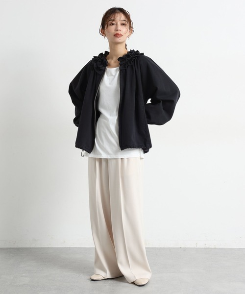 studio CLIP（スタディオクリップ）の「フリルカラー甘織りデニムシャツブルゾン《CLIP denim》（ブルゾン・レディース・ブラック/ブルー・FREE）」の10枚目の写真