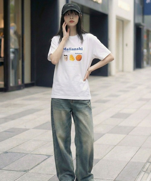 September SEOUL(セプテンバーソウル)の「Malinanshi カフェイラストプリントTシャツ(Tシャツ/カットソー・レディース・パープル/ホワイト・FREE)」の1枚目の写真