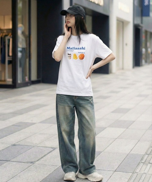 September SEOUL(セプテンバーソウル)の「Malinanshi カフェイラストプリントTシャツ(Tシャツ/カットソー・レディース・パープル/ホワイト・FREE)」の6枚目の写真