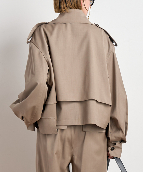 MINITZ（ミニッツ）の「【MINITZ/ミニッツ】別注SHORT TRENCH JACKET（トレンチコート・レディース・ブラウン/ベージュ・FREE）」の4枚目の写真