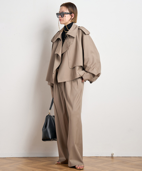 MINITZ（ミニッツ）の「【MINITZ/ミニッツ】別注SHORT TRENCH JACKET（トレンチコート・レディース・ブラウン/ベージュ・FREE）」の5枚目の写真