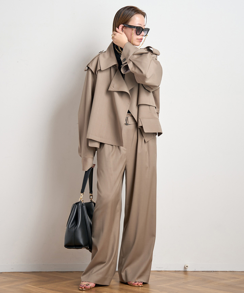 MINITZ（ミニッツ）の「【MINITZ/ミニッツ】別注SHORT TRENCH JACKET（トレンチコート・レディース・ブラウン/ベージュ・FREE）」の6枚目の写真