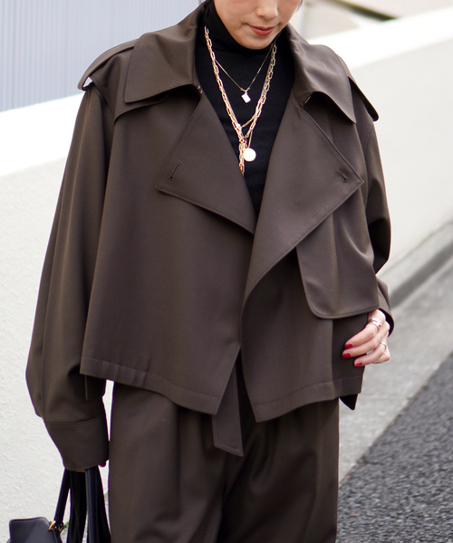 MINITZ（ミニッツ）の「【MINITZ/ミニッツ】別注SHORT TRENCH JACKET（トレンチコート・レディース・ブラウン/ベージュ・FREE）」の12枚目の写真