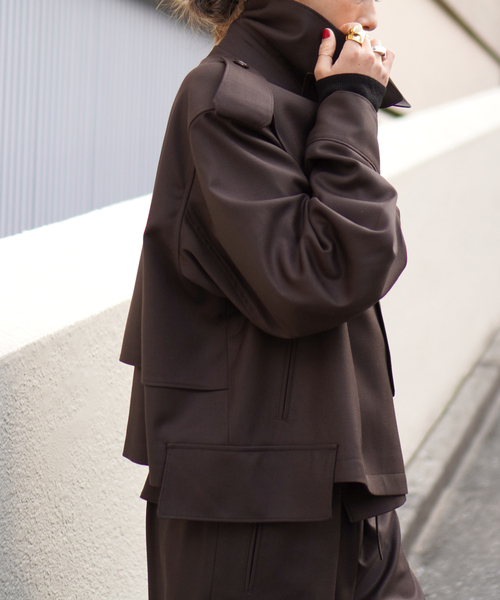 MINITZ（ミニッツ）の「【MINITZ/ミニッツ】別注SHORT TRENCH JACKET（トレンチコート・レディース・ブラウン/ベージュ・FREE）」の13枚目の写真