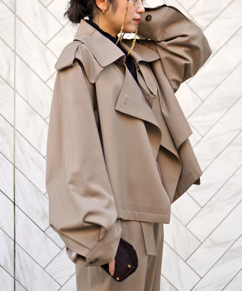 MINITZ（ミニッツ）の「【MINITZ/ミニッツ】別注SHORT TRENCH JACKET（トレンチコート・レディース・ブラウン/ベージュ・FREE）」の16枚目の写真