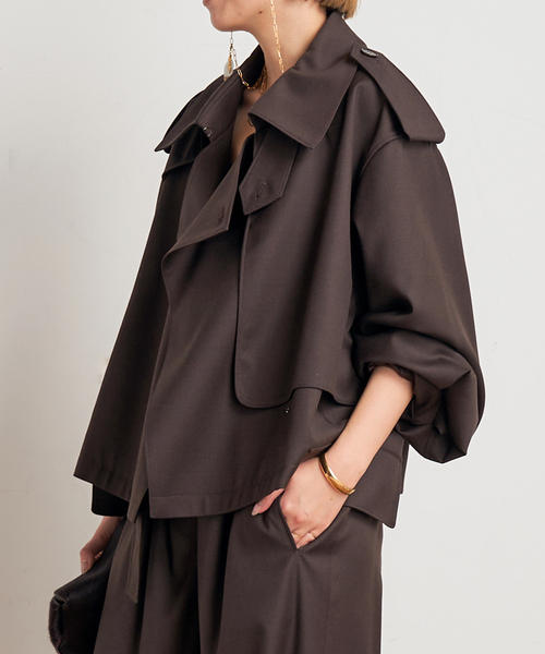 MINITZ（ミニッツ）の「【MINITZ/ミニッツ】別注SHORT TRENCH JACKET（トレンチコート・レディース・ブラウン/ベージュ・FREE）」の21枚目の写真