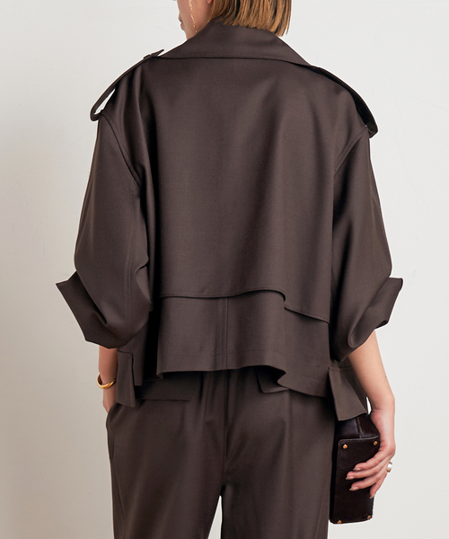 MINITZ（ミニッツ）の「【MINITZ/ミニッツ】別注SHORT TRENCH JACKET（トレンチコート・レディース・ブラウン/ベージュ・FREE）」の22枚目の写真