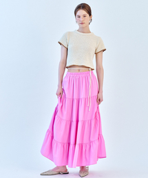 TIERED LONG SKIRT - PINK