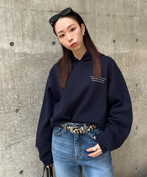 Narcissus（ナルシス）の「ダンボール刺繍パーカー/配色（パーカー・レディース・ネイビー/グレー・FREE）」の2枚目の写真