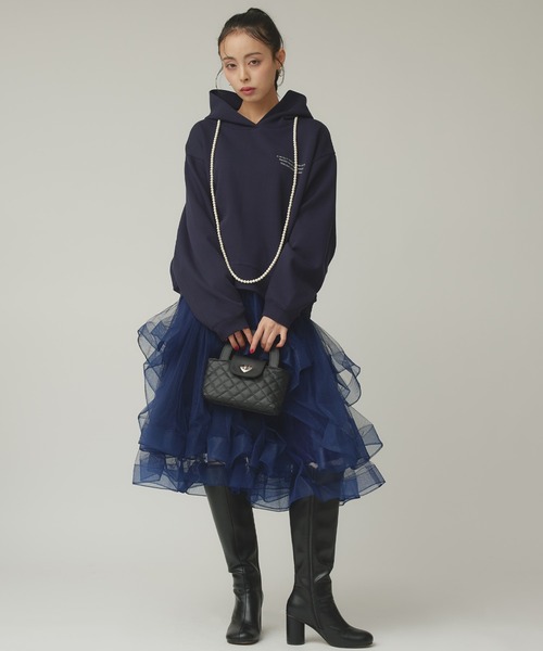 Narcissus（ナルシス）の「ダンボール刺繍パーカー/配色（パーカー・レディース・ネイビー/グレー・FREE）」の9枚目の写真