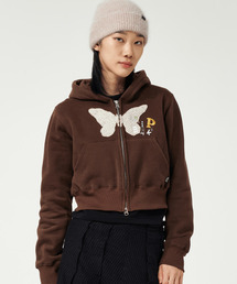 BF PIECE CROP ZIP HOODIE (BROWN)
