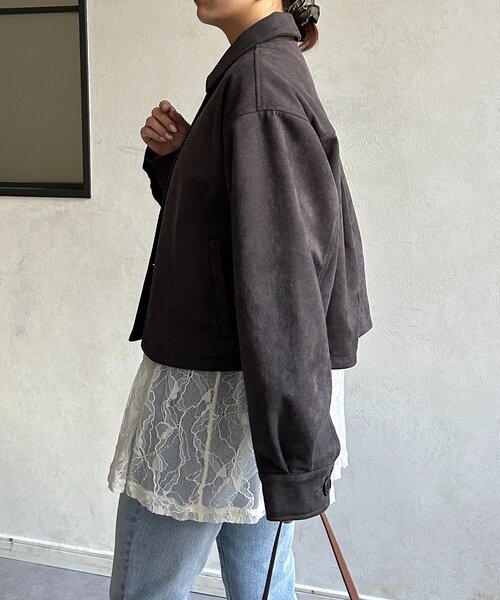 Thevon（ゼボン）の「Fスエードショートブルゾン（ブルゾン・レディース・アイボリー/チャコールグレー/キャメル・FREE）」の15枚目の写真