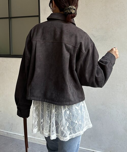 Thevon（ゼボン）の「Fスエードショートブルゾン（ブルゾン・レディース・アイボリー/チャコールグレー/キャメル・FREE）」の16枚目の写真