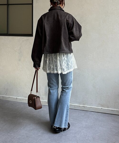 Thevon（ゼボン）の「Fスエードショートブルゾン（ブルゾン・レディース・アイボリー/チャコールグレー/キャメル・FREE）」の20枚目の写真