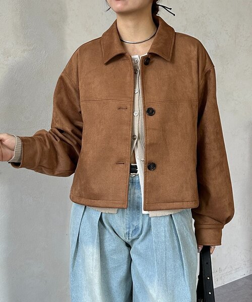 Thevon（ゼボン）の「Fスエードショートブルゾン（ブルゾン・レディース・アイボリー/チャコールグレー/キャメル・FREE）」の22枚目の写真