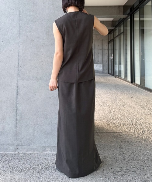 select MOCA by son（セレクトモカバイソン）の「ラウンドヘムVネックベスト【セットアップ対応】【by SON】（ベスト・レディース・ブラウン/ブラック・FREE）」の21枚目の写真