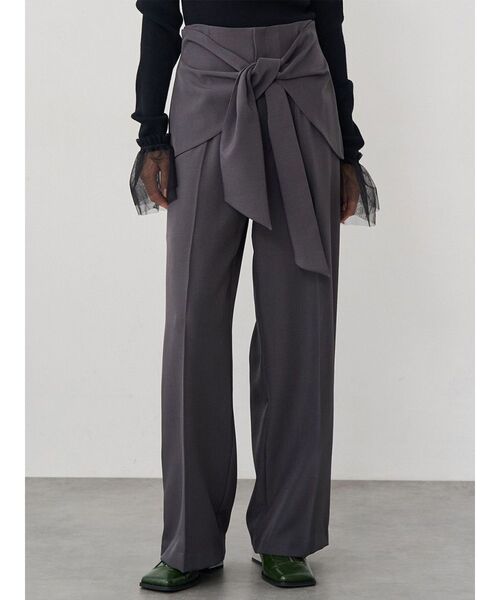 MURUA（ムルーア）の「ウエストデザインワイドパンツ（その他パンツ・レディース・ブラック/グレー・1/2）」の3枚目の写真