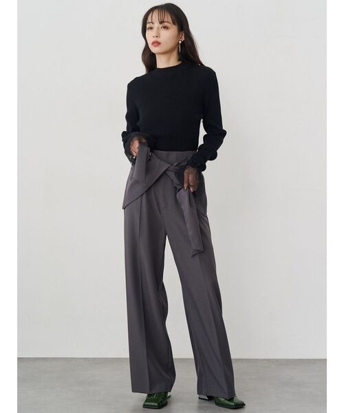 MURUA（ムルーア）の「ウエストデザインワイドパンツ（その他パンツ・レディース・ブラック/グレー・1/2）」の4枚目の写真