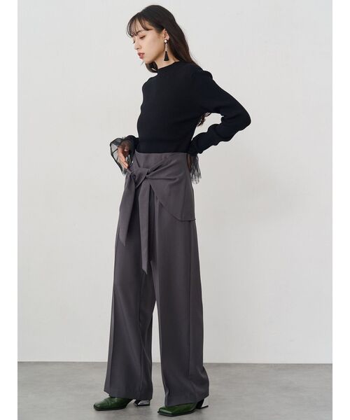 MURUA（ムルーア）の「ウエストデザインワイドパンツ（その他パンツ・レディース・ブラック/グレー・1/2）」の5枚目の写真