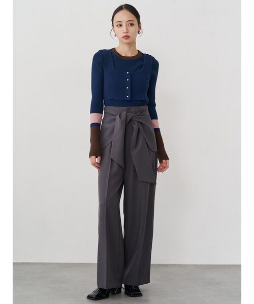 MURUA（ムルーア）の「ウエストデザインワイドパンツ（その他パンツ・レディース・ブラック/グレー・1/2）」の8枚目の写真