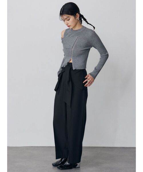 MURUA（ムルーア）の「ウエストデザインワイドパンツ（その他パンツ・レディース・ブラック/グレー・1/2）」の11枚目の写真