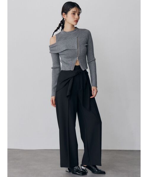MURUA（ムルーア）の「ウエストデザインワイドパンツ（その他パンツ・レディース・ブラック/グレー・1/2）」の12枚目の写真