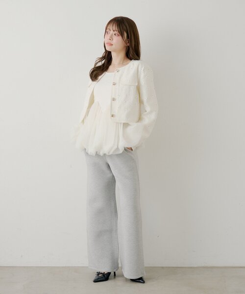Chico（チコ）の「【SALON by Chico/セットアップ対応】ダブルタックスウェットストレートパンツ（その他パンツ・レディース・グレー/ピンク/アイボリー・FREE）」の8枚目の写真