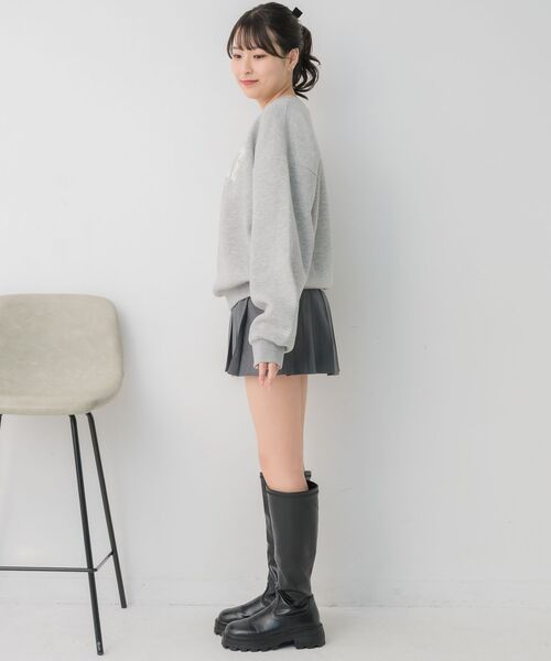 ems excite（エムズエキサイト）の「フラワーロゴトレーナー（Tシャツ/カットソー・レディース・ナチュラル/ダークグレー/ダークブルー・FREE）」の6枚目の写真