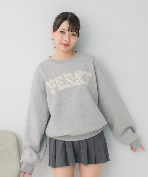 ems excite（エムズエキサイト）の「フラワーロゴトレーナー（Tシャツ/カットソー・レディース・ナチュラル/ダークグレー/ダークブルー・FREE）」の7枚目の写真