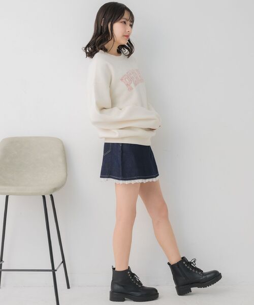 ems excite（エムズエキサイト）の「フラワーロゴトレーナー（Tシャツ/カットソー・レディース・ナチュラル/ダークグレー/ダークブルー・FREE）」の12枚目の写真