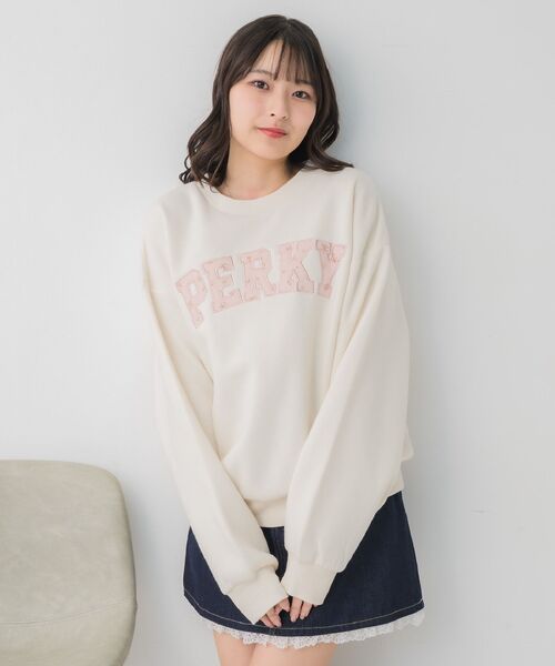 ems excite（エムズエキサイト）の「フラワーロゴトレーナー（Tシャツ/カットソー・レディース・ナチュラル/ダークグレー/ダークブルー・FREE）」の15枚目の写真