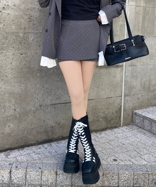 RAY CASSIN（レイカズン）の「【SET UPで着られる！】レース付ボックススカパン（スカート・レディース・グレー/ブラック/ベージュ/グレー系その他2・FREE）」の11枚目の写真