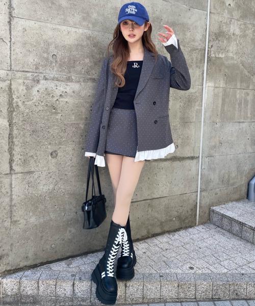 RAY CASSIN（レイカズン）の「【SET UPで着られる！】レース付ボックススカパン（スカート・レディース・グレー/ブラック/ベージュ/グレー系その他2・FREE）」の10枚目の写真