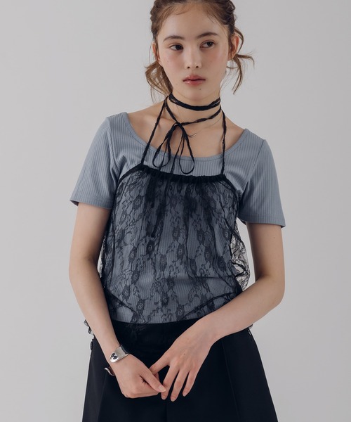 MUHET（ミュエータ）の「lace halter neck camisole / レースホルターネックキャミソール（キャミソール・レディース・ブラック/オフホワイト/ブラック系その他/ホワイト系その他/ネイビー・FREE）」の4枚目の写真