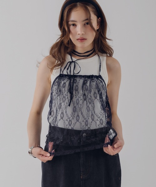 MUHET（ミュエータ）の「lace halter neck camisole / レースホルターネックキャミソール（キャミソール・レディース・ブラック/オフホワイト/ブラック系その他/ホワイト系その他/ネイビー・FREE）」の5枚目の写真