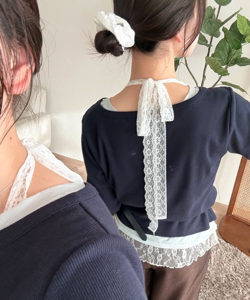 MUHET（ミュエータ）の「lace halter neck camisole / レースホルターネックキャミソール（キャミソール・レディース・ブラック/オフホワイト/ブラック系その他/ホワイト系その他/ネイビー・FREE）」の8枚目の写真