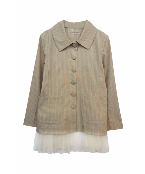 HONEY MI HONEY(ハニーミーハニー)の「pinstripe tulle docking jacket(テーラードジャケット・レディース・ベージュ/グレー/ブラック・FREE)」の12枚目の写真