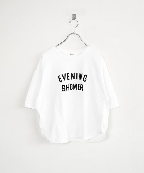 SOLAMONAT（ソラモナ）の「パフ天竺　ハーフスリーブプリントTシャツ(EVENING)（Tシャツ/カットソー・レディース・杢グレー/ホワイト×ブラック/ブラック/ホワイト×レッド/ホワイト×グレー/ホワイト×ピンク・FREE）」の9枚目の写真