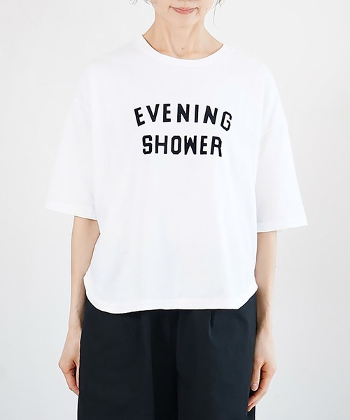 SOLAMONAT（ソラモナ）の「パフ天竺　ハーフスリーブプリントTシャツ(EVENING)（Tシャツ/カットソー・レディース・杢グレー/ホワイト×ブラック/ブラック/ホワイト×レッド/ホワイト×グレー/ホワイト×ピンク・FREE）」の17枚目の写真