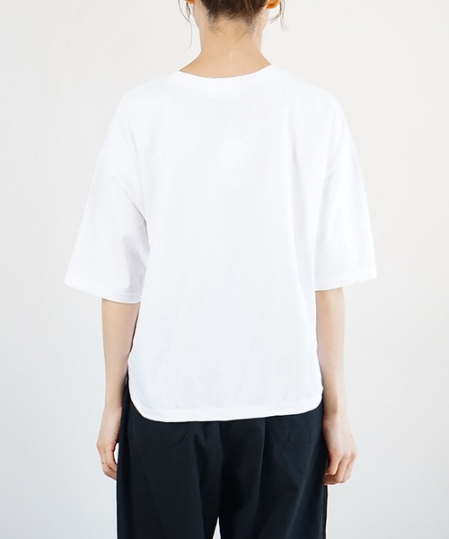 SOLAMONAT（ソラモナ）の「パフ天竺　ハーフスリーブプリントTシャツ(EVENING)（Tシャツ/カットソー・レディース・杢グレー/ホワイト×ブラック/ブラック/ホワイト×レッド/ホワイト×グレー/ホワイト×ピンク・FREE）」の19枚目の写真
