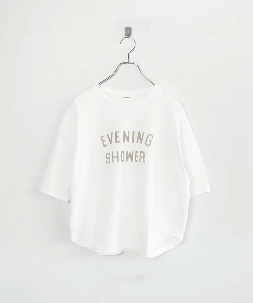 SOLAMONAT（ソラモナ）の「パフ天竺　ハーフスリーブプリントTシャツ(EVENING)（Tシャツ/カットソー・レディース・杢グレー/ホワイト×ブラック/ブラック/ホワイト×レッド/ホワイト×グレー/ホワイト×ピンク・FREE）」の11枚目の写真
