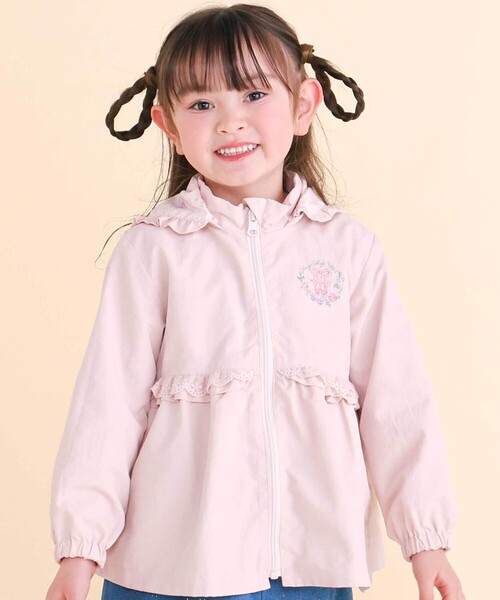リボン刺しゅうリバーシブルタフタジャケット(80~130cm)（ナイロン