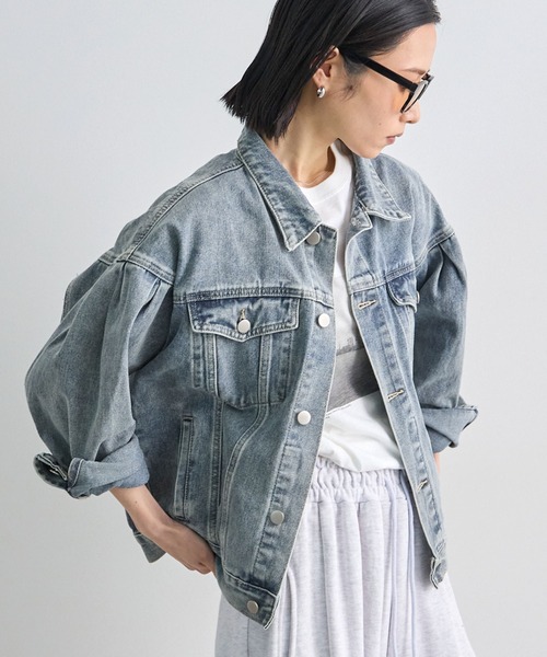 Futier land(フューティアランド)の「バルーン袖デニムジャケット(デニムジャケット・レディース・ライトブルー/グレー・LARGE/MEDIUM)」の1枚目の写真