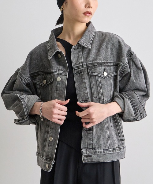 Futier land(フューティアランド)の「バルーン袖デニムジャケット(デニムジャケット・レディース・ライトブルー/グレー・LARGE/MEDIUM)」の3枚目の写真