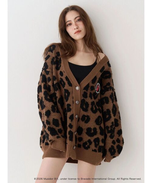 EVRIS(エヴリス)の「【ザ・ローリング・ストーンズ】Vネックカーディガン(カーディガン/ボレロ・レディース・グレー/ブラウン・FREE)」の1枚目の写真