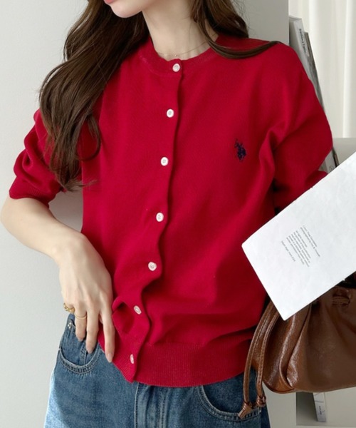 U.S. POLO ASSN.(ユーエスポロアッスン)の「【Ada.別注 U.S. POLO ASSN】半袖 クルーネック カーディガン(カーディガン/ボレロ・レディース・レッド/グレー/ネイビー・FREE)」の9枚目の写真