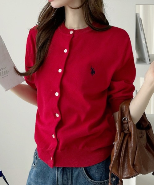 U.S. POLO ASSN.(ユーエスポロアッスン)の「【Ada.別注 U.S. POLO ASSN】半袖 クルーネック カーディガン(カーディガン/ボレロ・レディース・レッド/グレー/ネイビー・FREE)」の12枚目の写真