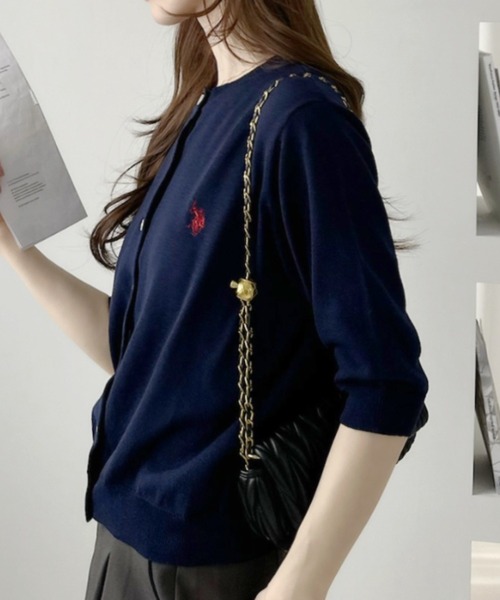 U.S. POLO ASSN.(ユーエスポロアッスン)の「【Ada.別注 U.S. POLO ASSN】半袖 クルーネック カーディガン(カーディガン/ボレロ・レディース・レッド/グレー/ネイビー・FREE)」の5枚目の写真